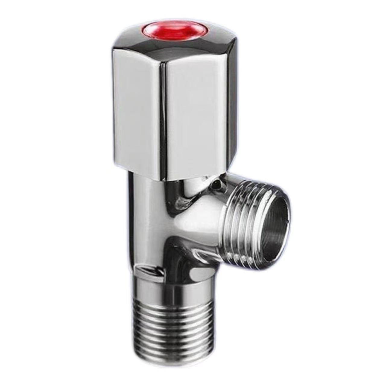 Falf Ongl Chrome Disglair, Falf Mewnfa Dŵr Poeth Ac Oer Gwahaniaethu Coch A Glas
