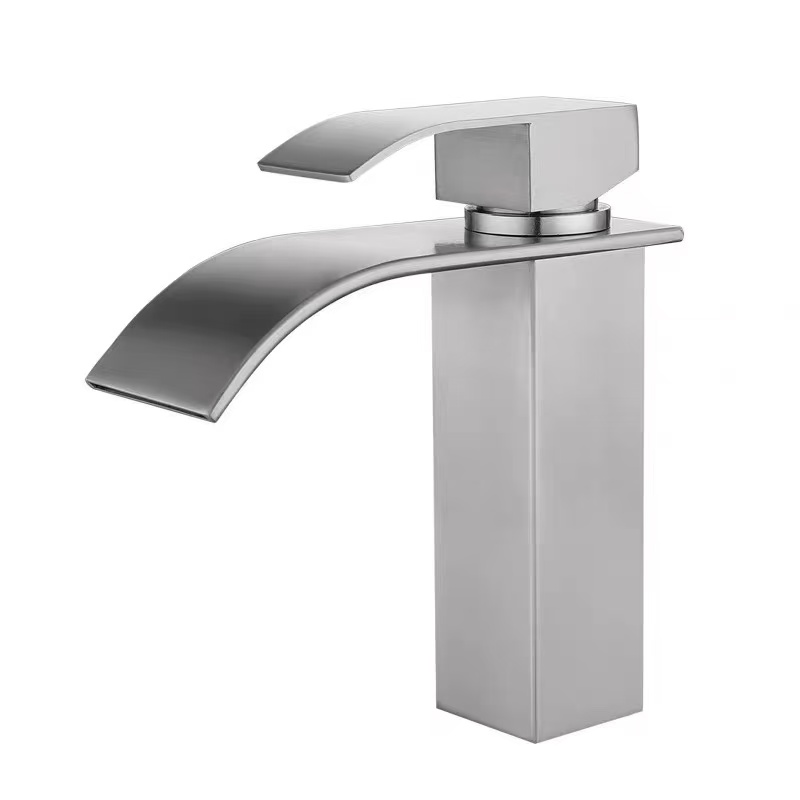 Faucet Basn Golchi Arddull Rhaeadr Sgwâr Brwsiog