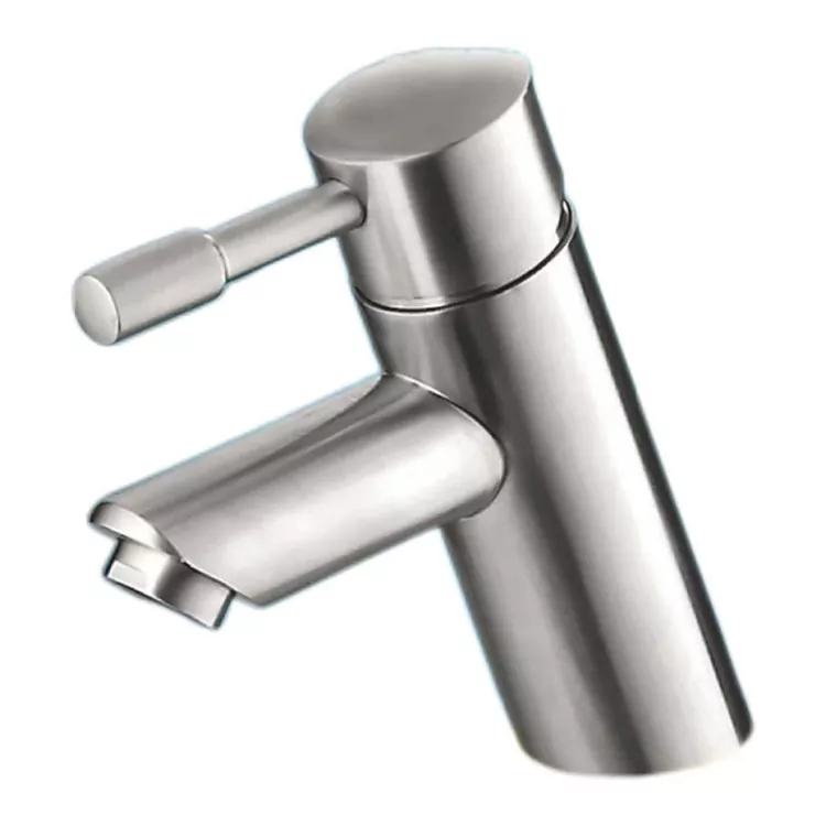 Faucet Basn Poeth Ac Oer wedi'i Brwsio ag Ogwydd Silindraidd