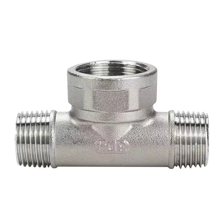 DN15-DN100 BSP Dur Di-staen Tee Pibell Canolig-Mawr