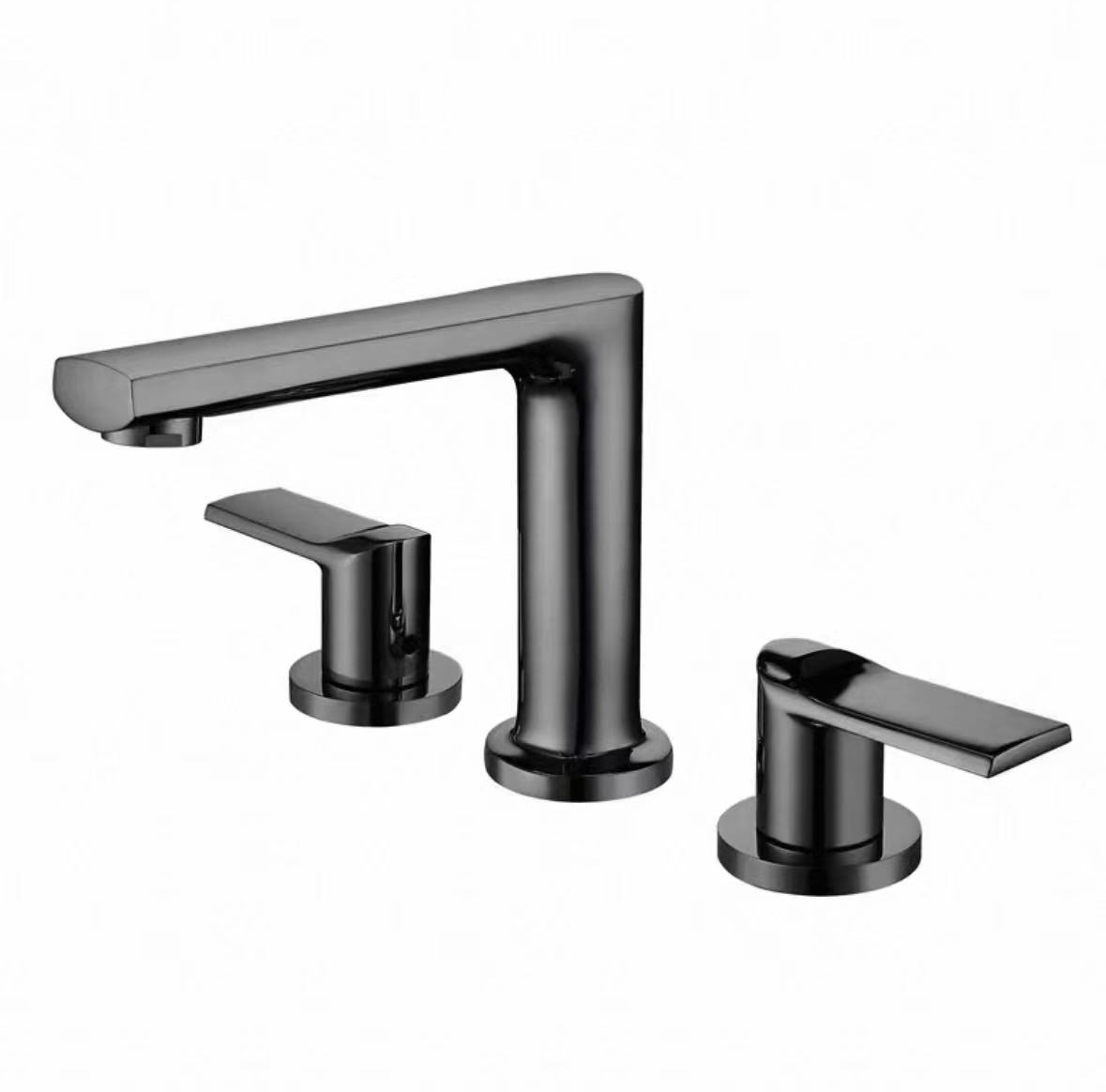 Drych Du sgleiniog Faucet Tri Llaw