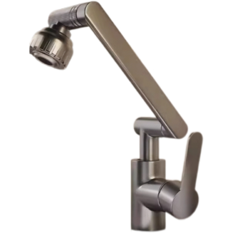 Faucet Mecanyddol Swivel Llwyd Matte