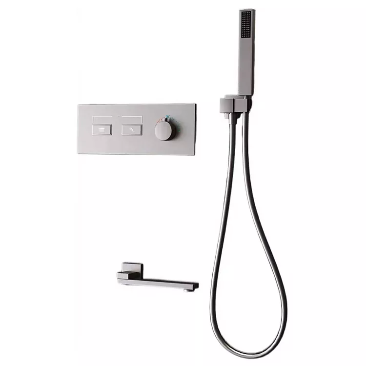 Minimalist Dark Gunmetal Deuol-Allfa Cawod Pennaeth