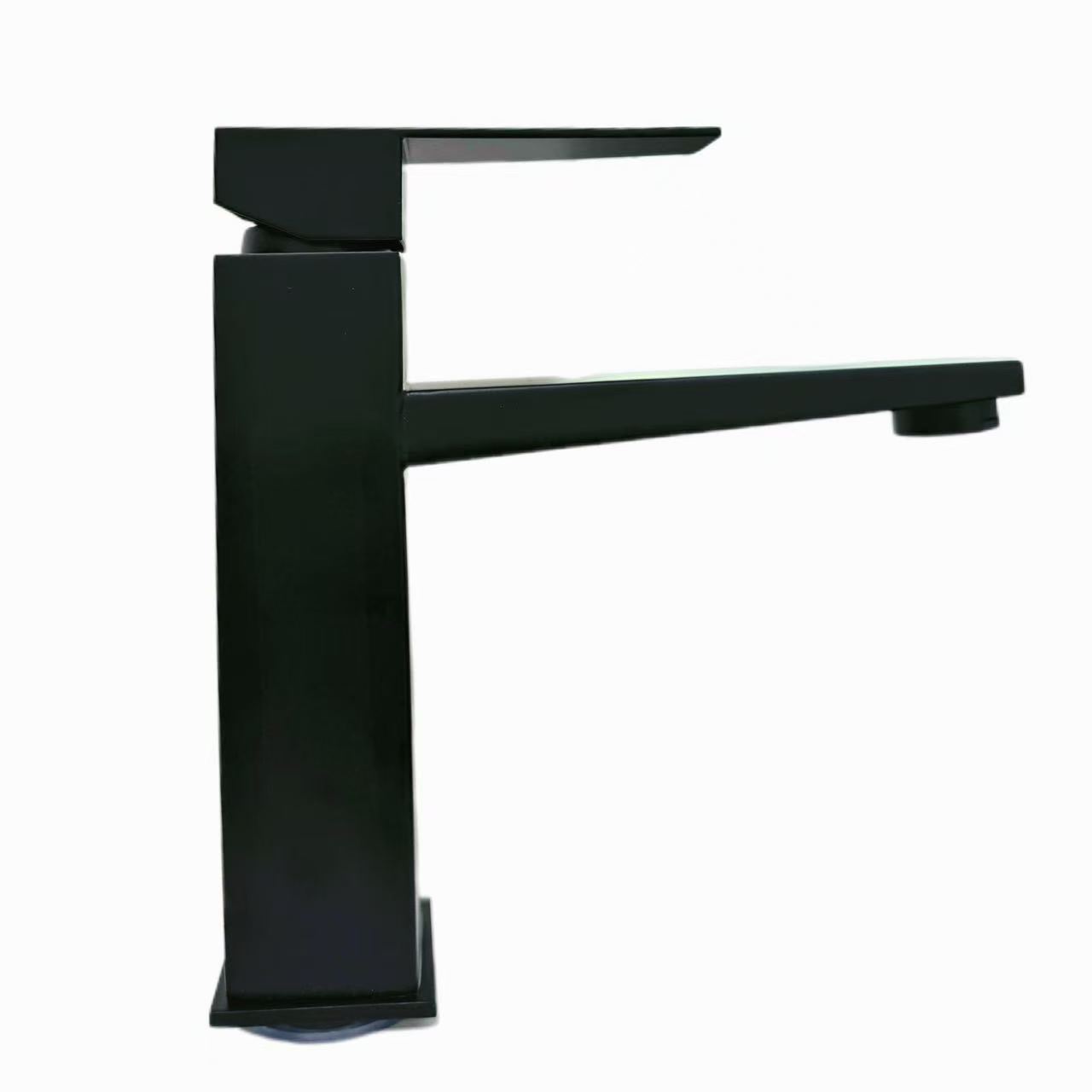 Arddull Minimalaidd Modern Faucet Basn Sgwâr Du barugog