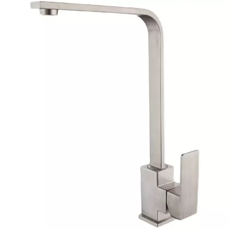 Sgwâr saith cymeriad brwsio gegin faucet poeth ac oer a