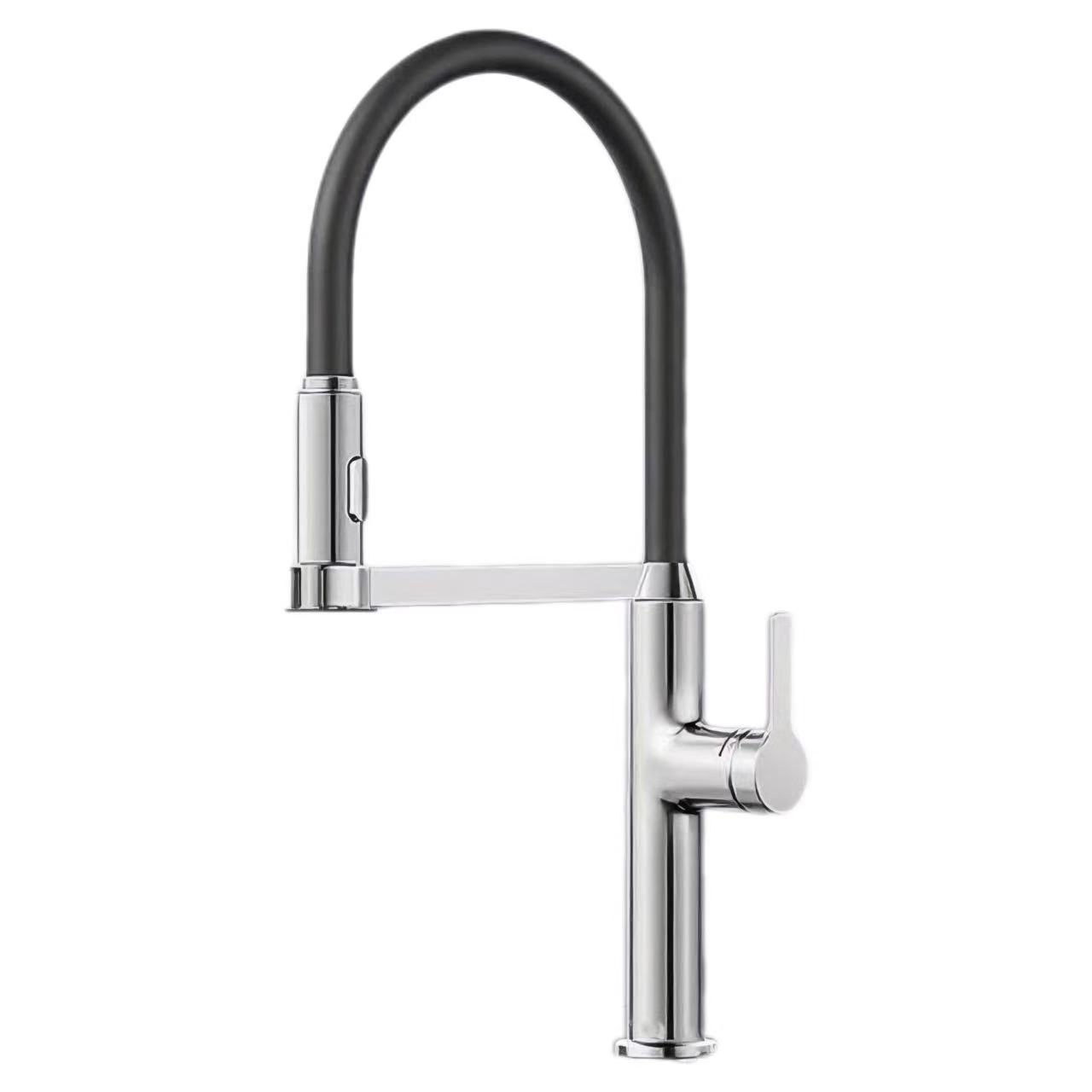 Tiwb crwm silicôn un trin faucet sinc dŵr poeth ac oer