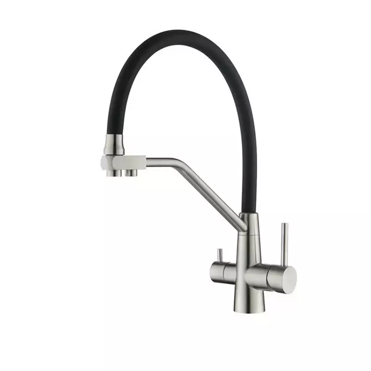 Pibell Tynnu Allan Silicôn 3-mewn-1 Faucet Dŵr Poeth Ac Oer